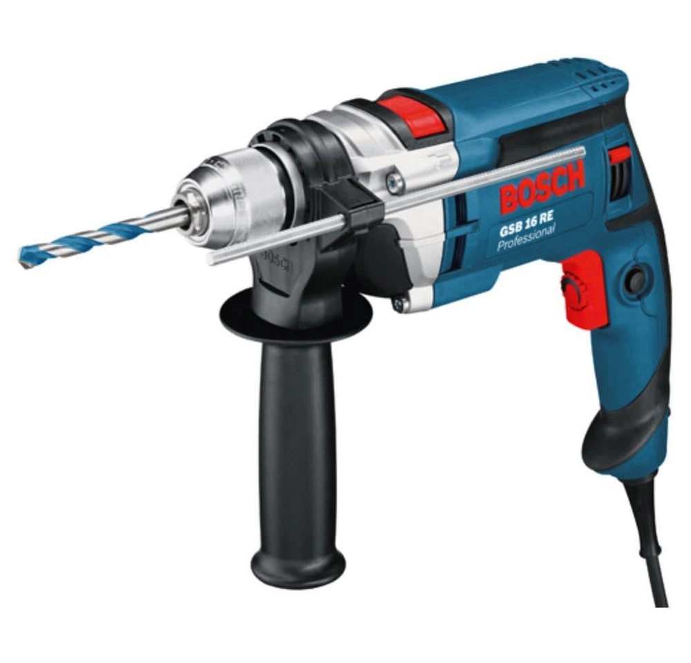 Bosch GSB 16 RE Professional Bohrhammer/Bohrmaschine | 750 Watt Leistung | Schnellspannbohrfutter | Drehzahlvorwahl | Robustes Metallgetriebegehäuse 