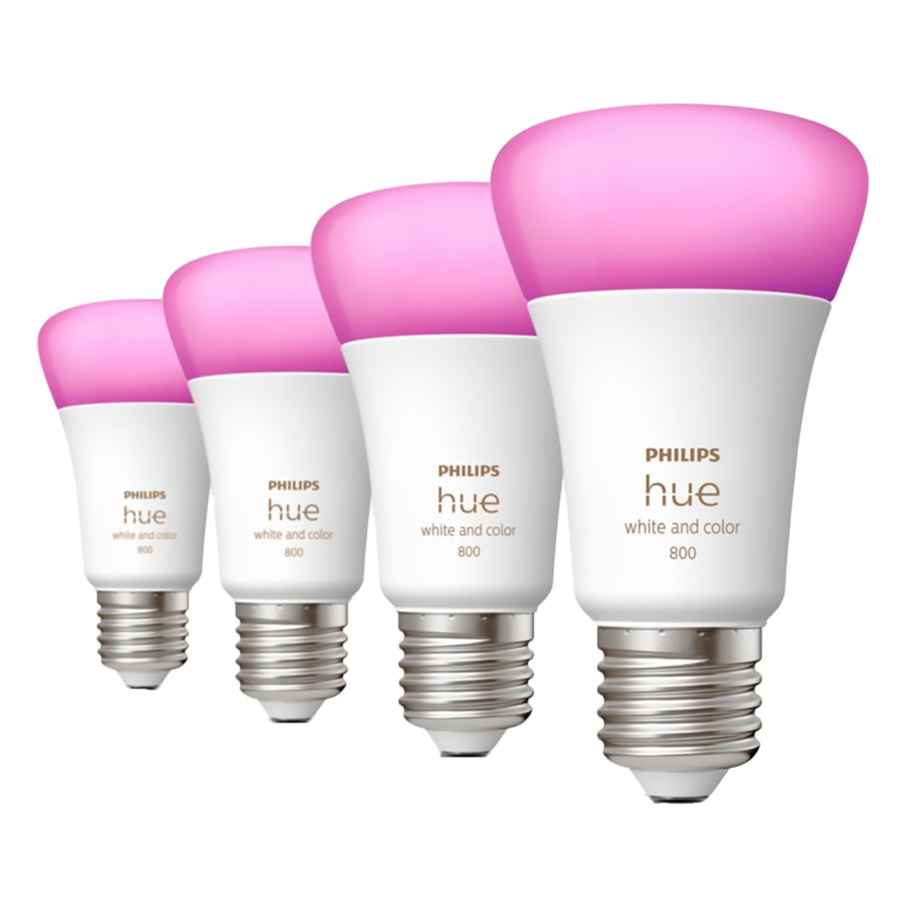 Philips Hue White & Col. Amb. E27 LED Lampen 4-er Pack, dimmbar, 16 Mio. Farben  steuerbar via App