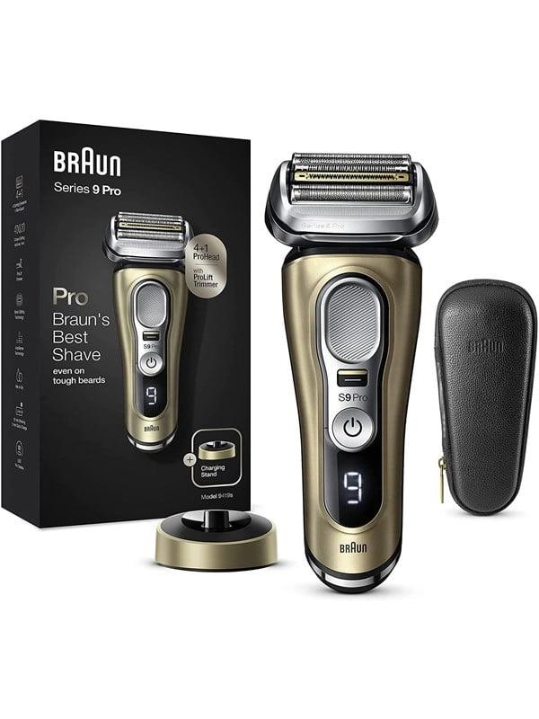 Braun Series 9 Pro 9419s | Rasierer | Nass- und Trockenrasierer | Ladestation |  Active Quattro Head | Folienschaber | Schwarz, Gold