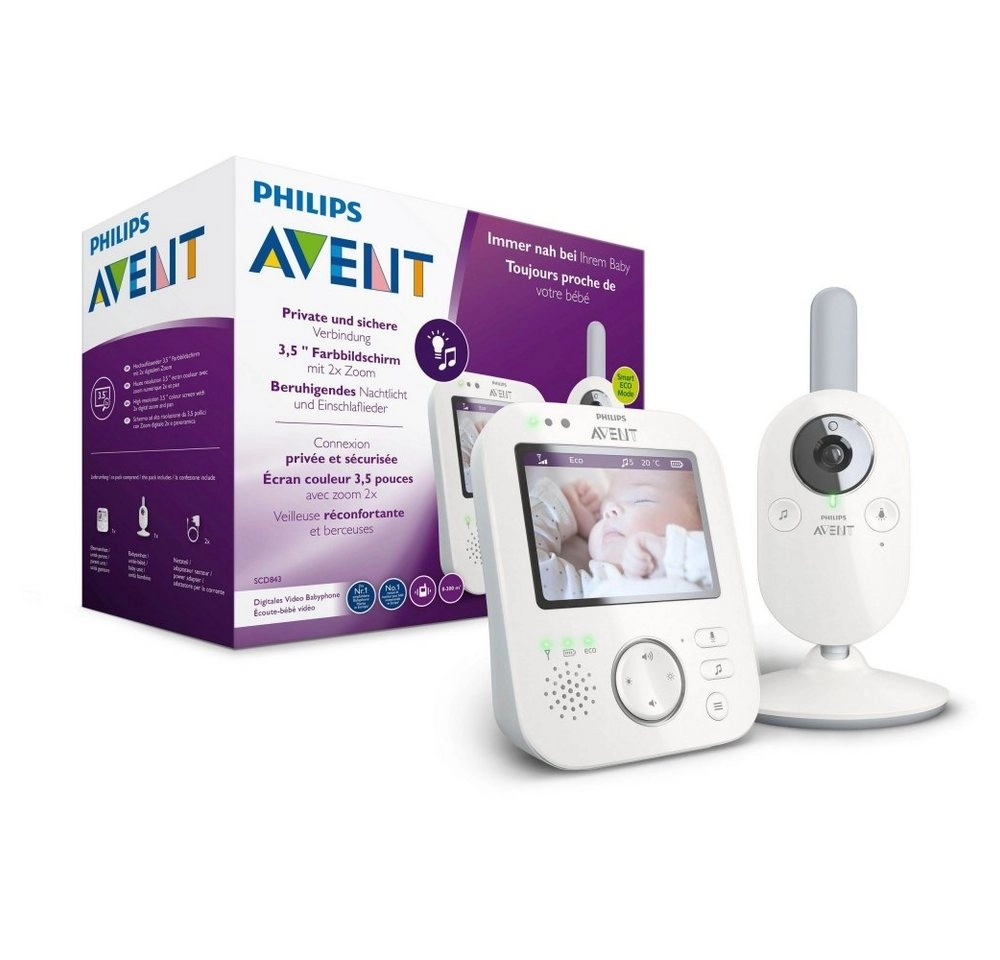 Philips AVENT Video-Babyphone »SCD843/26«, sichere Verbindung, 3,5 Zoll Farbdisplay, Eco-Mode