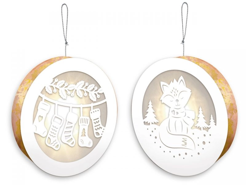 URSUS Light boxes »Fox &amp; Christmas Socks«, ø 11 cm