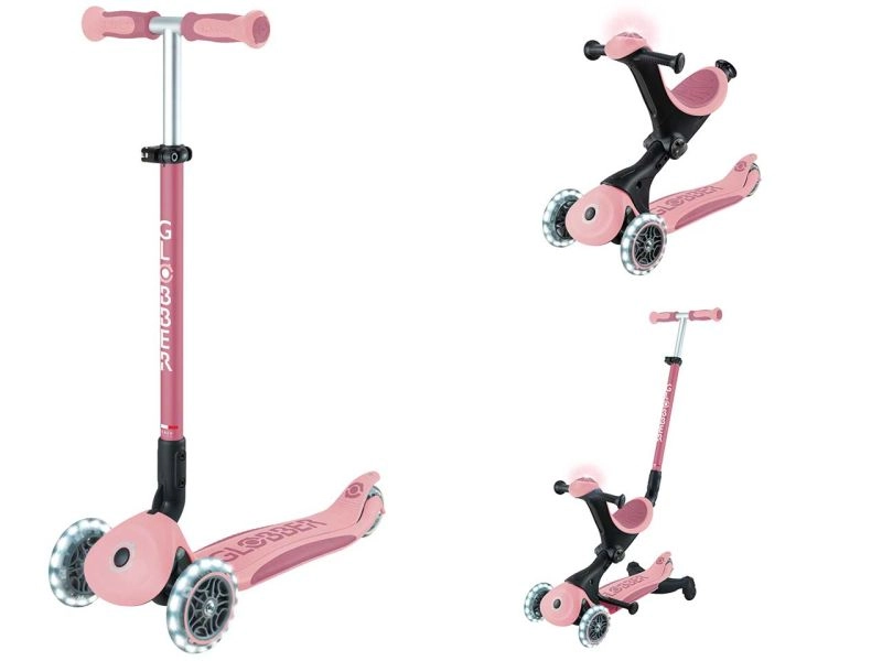 GLOBBER Go Up Deluxe Lights 360° 3in1, pastellrosa mit Leuchtrollen