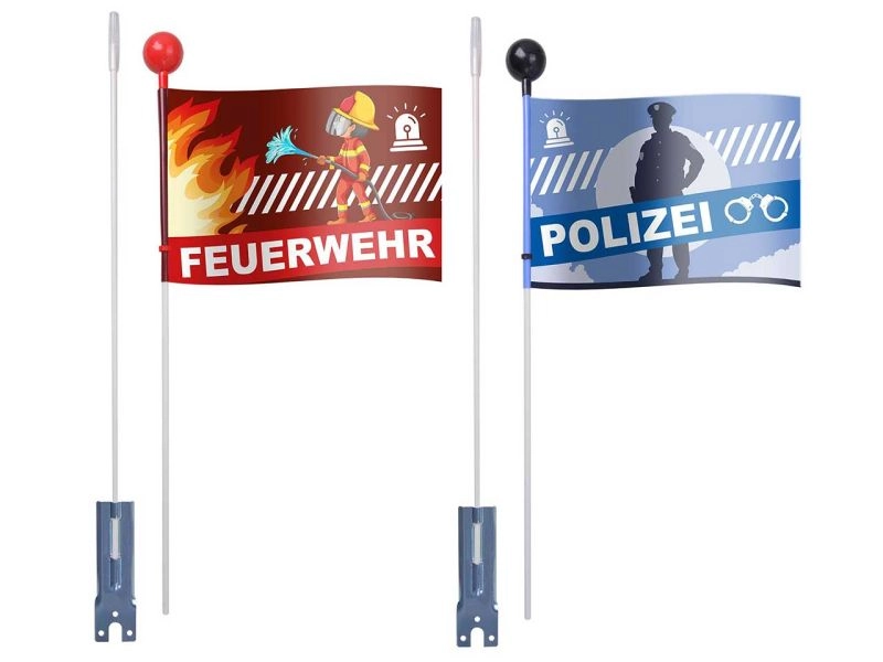 Filmer Fahrradfahne Feuerwehr &amp; Polizei, 2er-Set