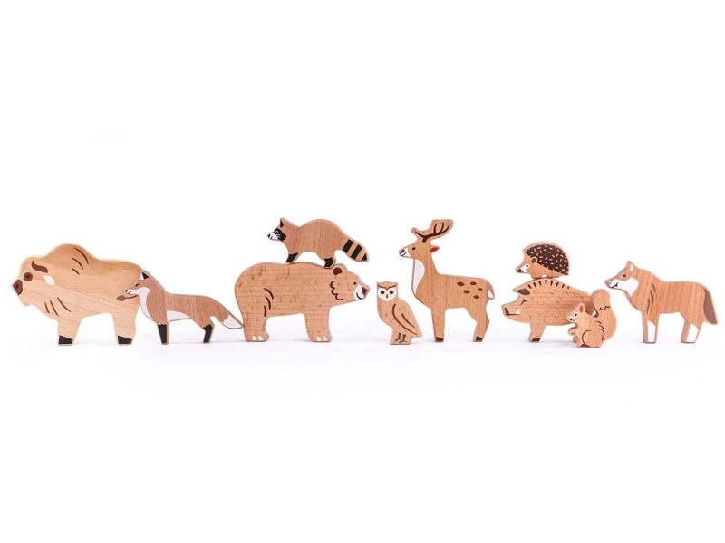 Bajo »Tiere des Waldes« Holztier-Set, 10-tlg.
