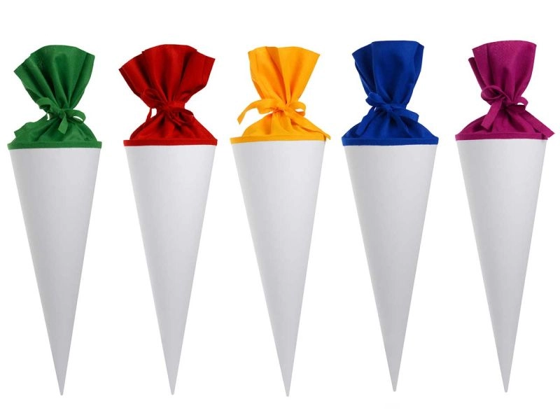 Goldbuch Geschwister-Bastelschultüte aus weißem Karton, 35 cm, 5er-Set