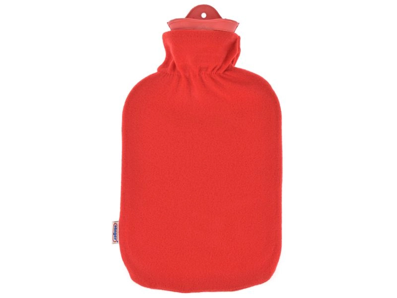 Sänger Wärmflasche mit Fleecebezug, rot