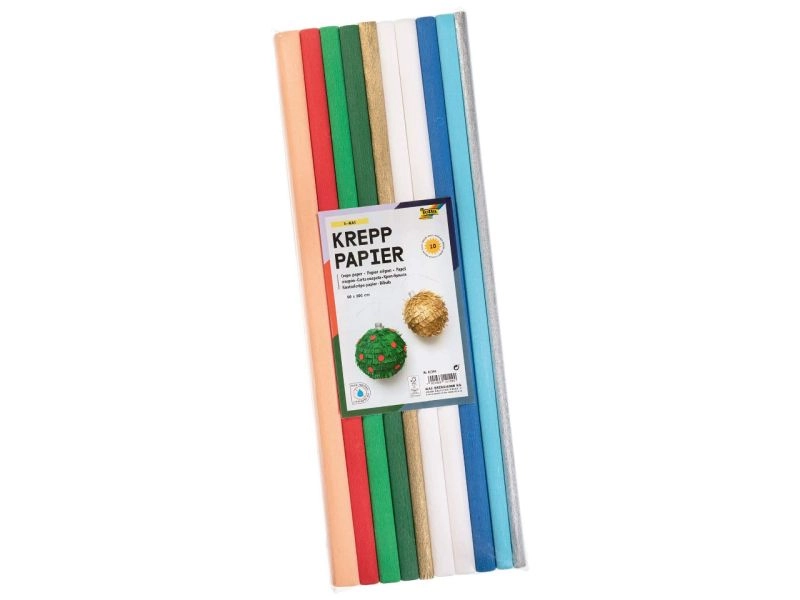 Folia Krepppapier »X-MAS«, 10 Rollen, 50 x 200 cm, farbig sortiert