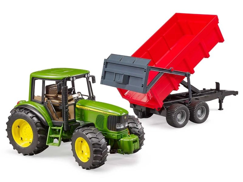 BRUDER John Deere 6920 inkl. rotem Wannenkippanhänger