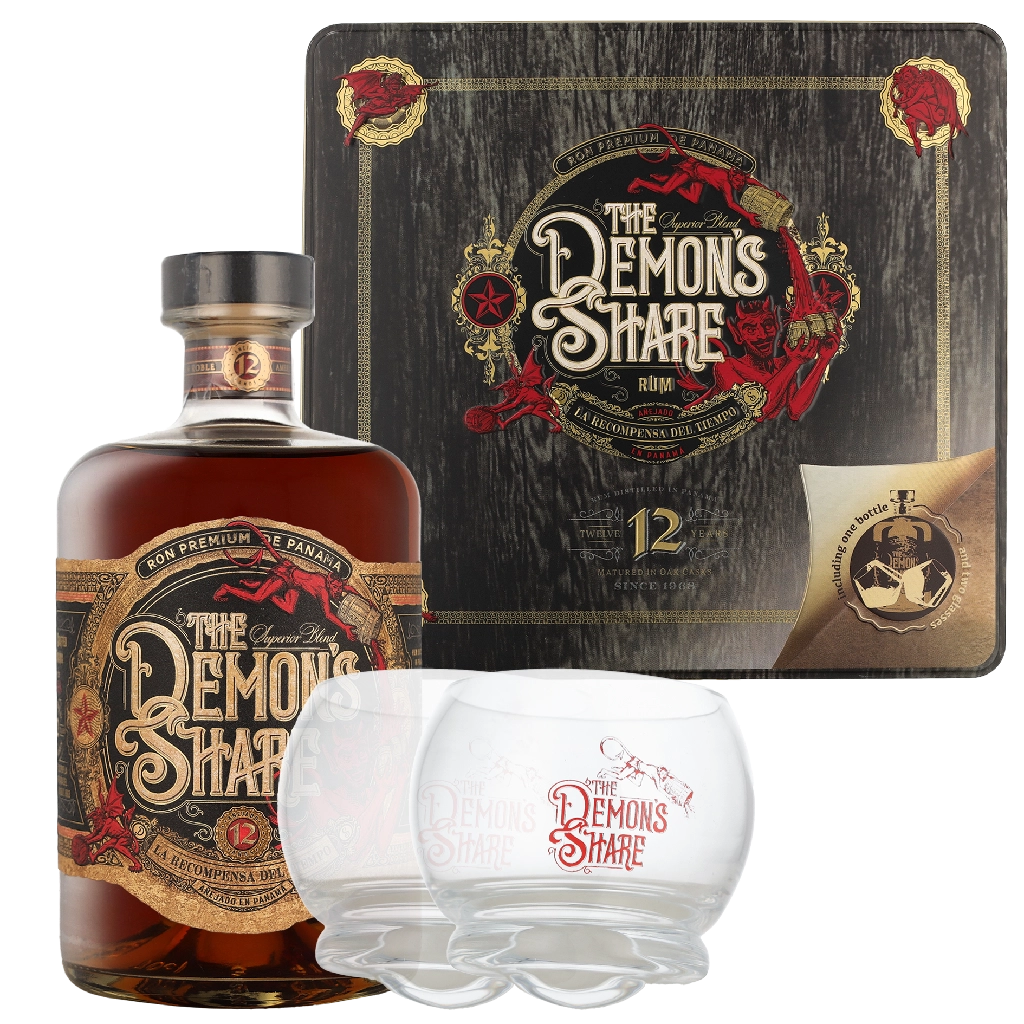 The Demon's Share 12 Years + 2 Gläser 0.70 liter Rum Geschenkverpackung