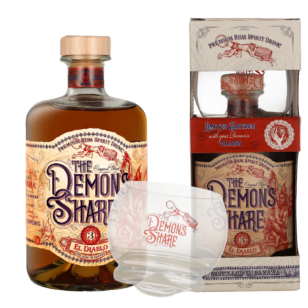 The Demon's Share 3 Years + Glas 0.70 Liter Rum