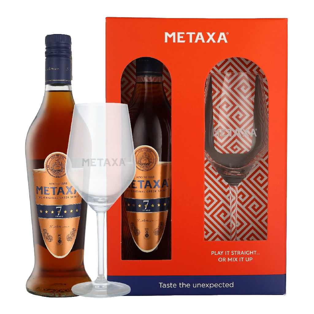 Metaxa 7* + Glas 70cl Brandy