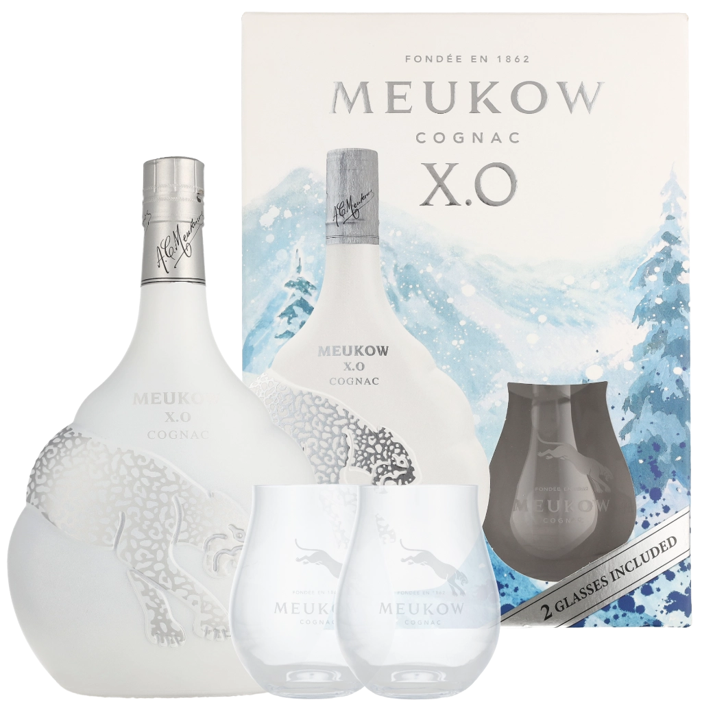 Meukow XO Ice Panther + Glas 70cl Cognac