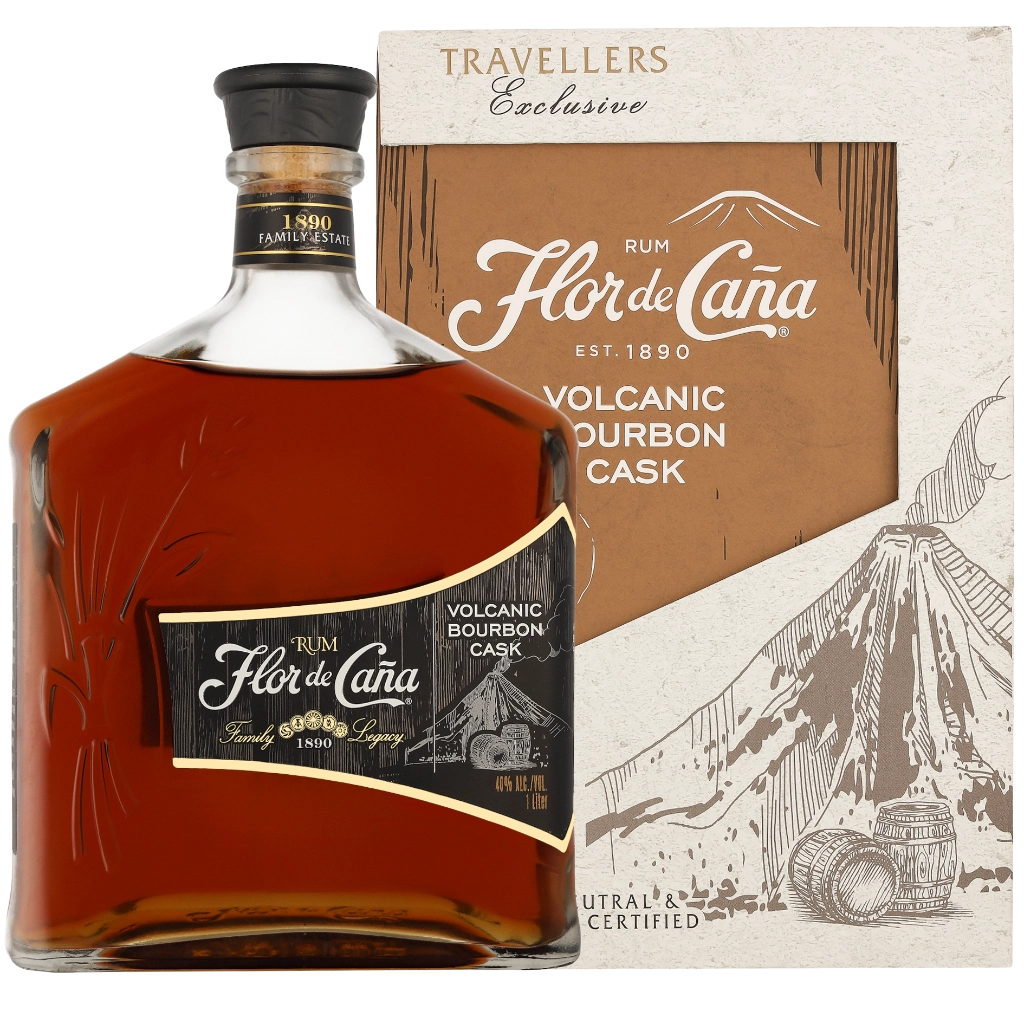 Flor de Cana Volcanic Bourbon Cask 1 liter Rum Geschenkverpackung