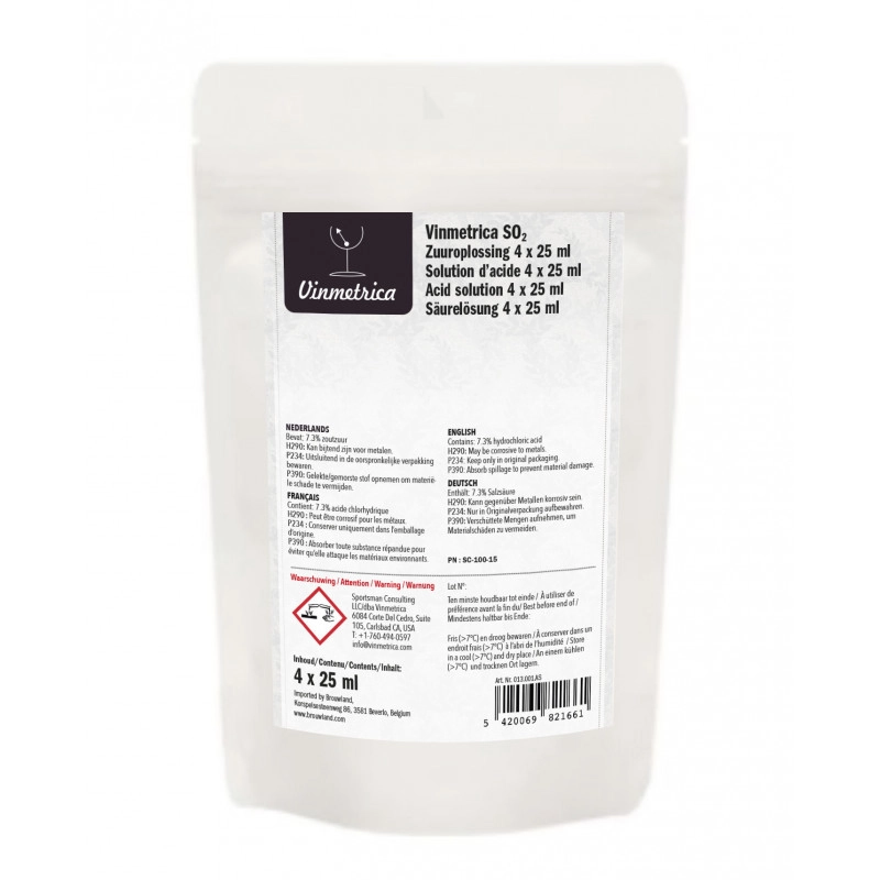 Vinmetrica SO2 Säurelösung 4 x 25 ml