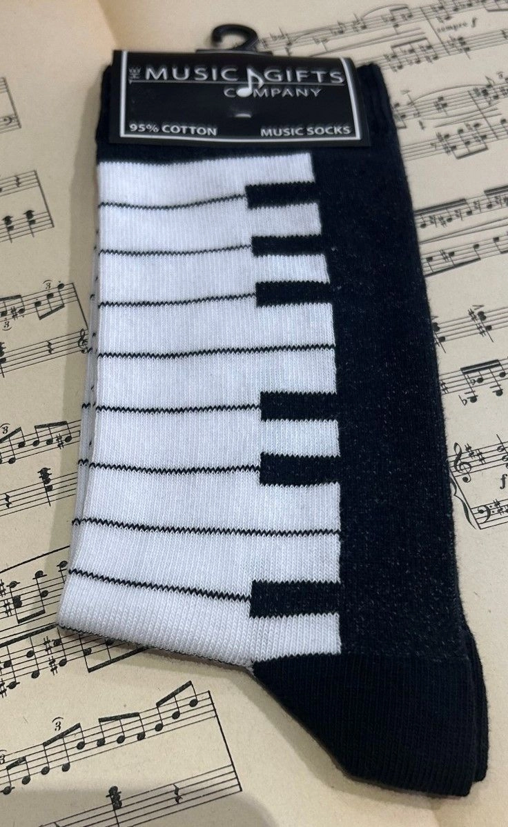 Socken schwarz / weiß mit Tasten, Größe 40-45 Geschenke für Musiker