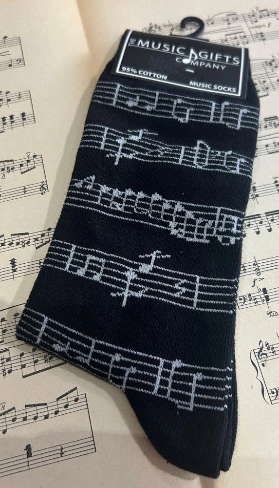 Socken schwarz mit Noten, Größe 40-45 Geschenke für Musiker