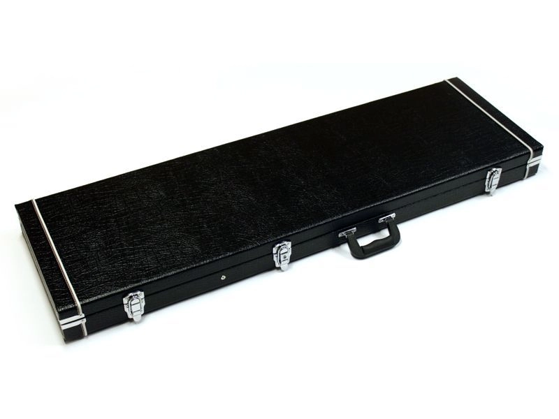 E-Basskoffer, Rechteckkoffer, Sperrholz, schwarzer Kunstlederbezug, Griff