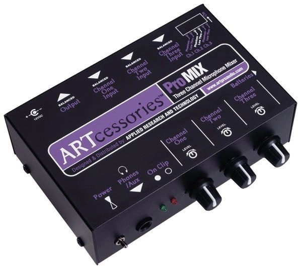 ART ProMIX, Klein-Mixer, 3-Kanal Mikrofon Mixer mit 12V Phantompower