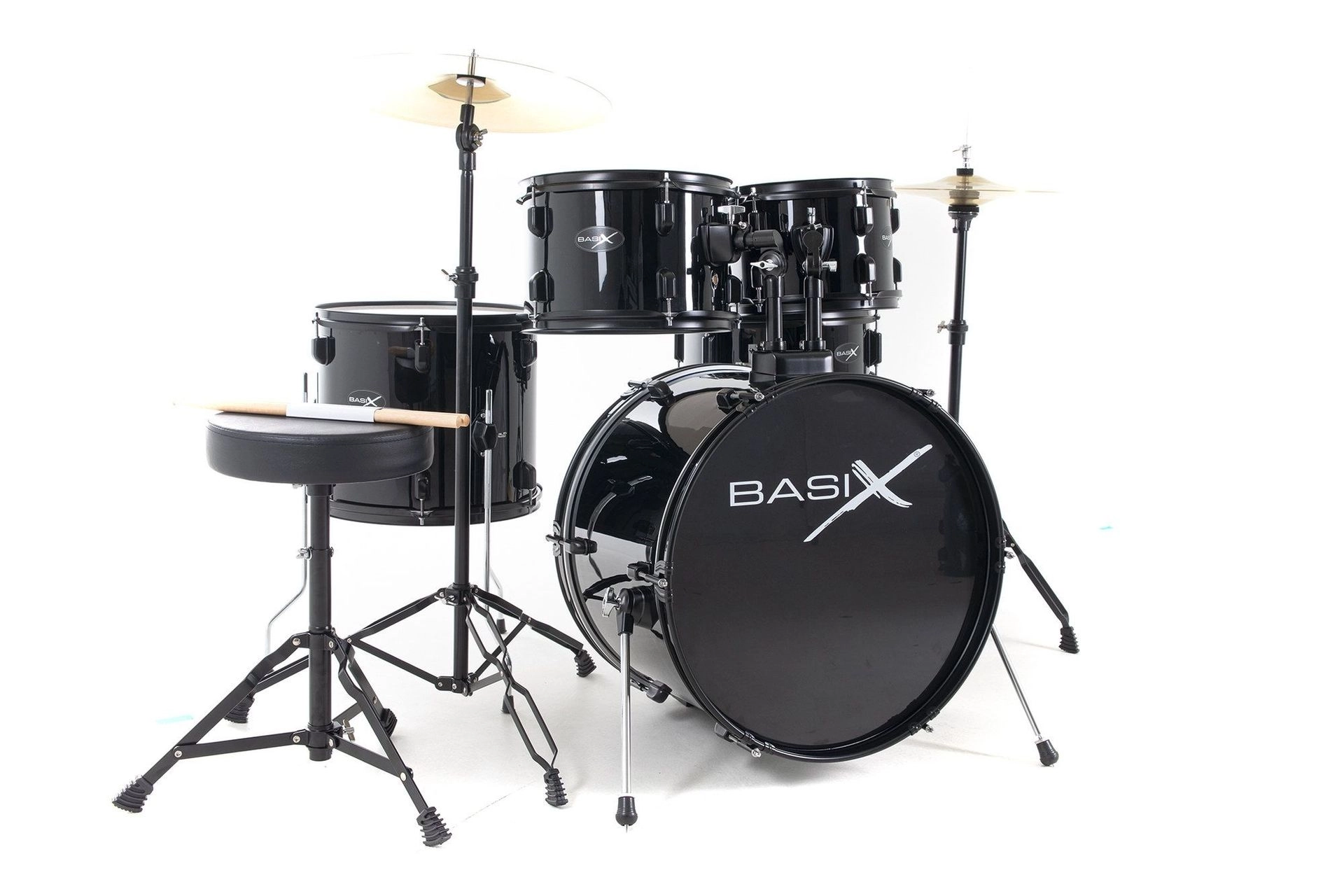 Basix Einsteiger Schlagzeug-Set dark schwarz 20"/10"12"/14" 13"