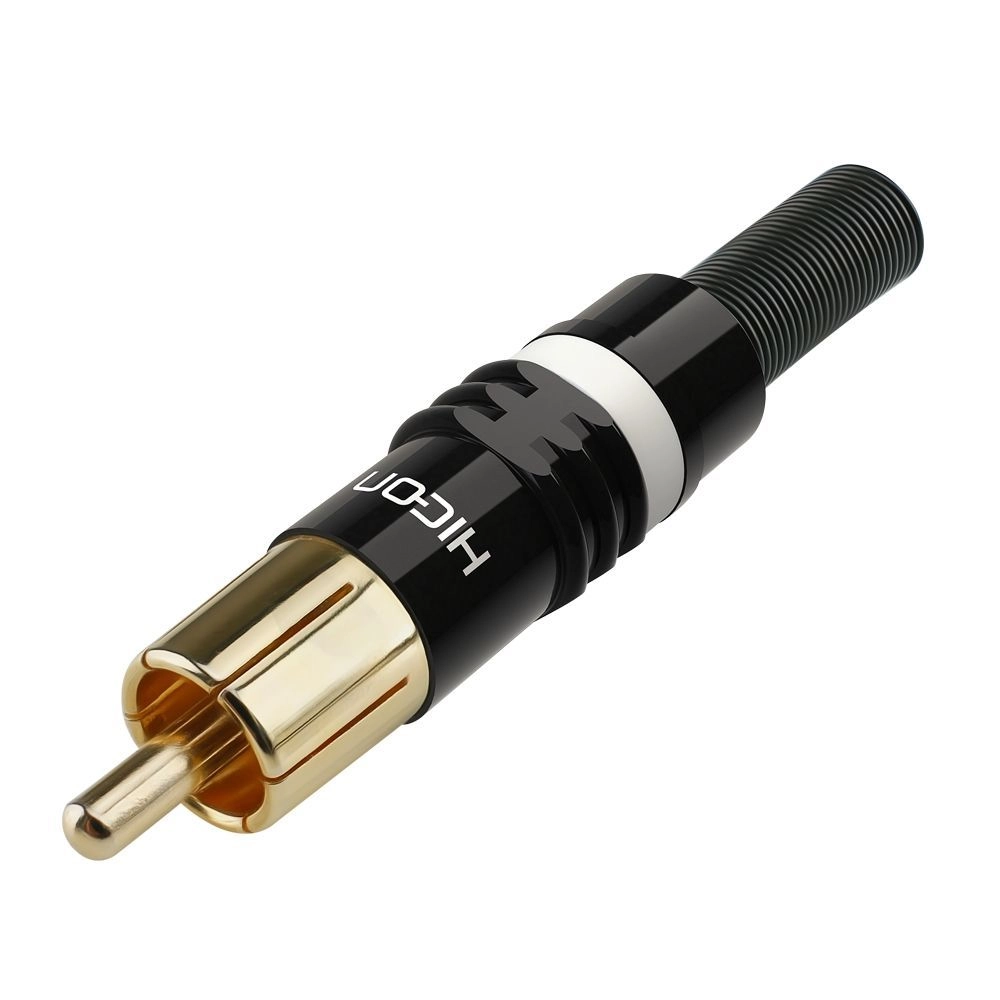 Hicon HI-CM03-NTL Cinch Stecker vergoldete Kontakt, schwarz, weiße Markierung