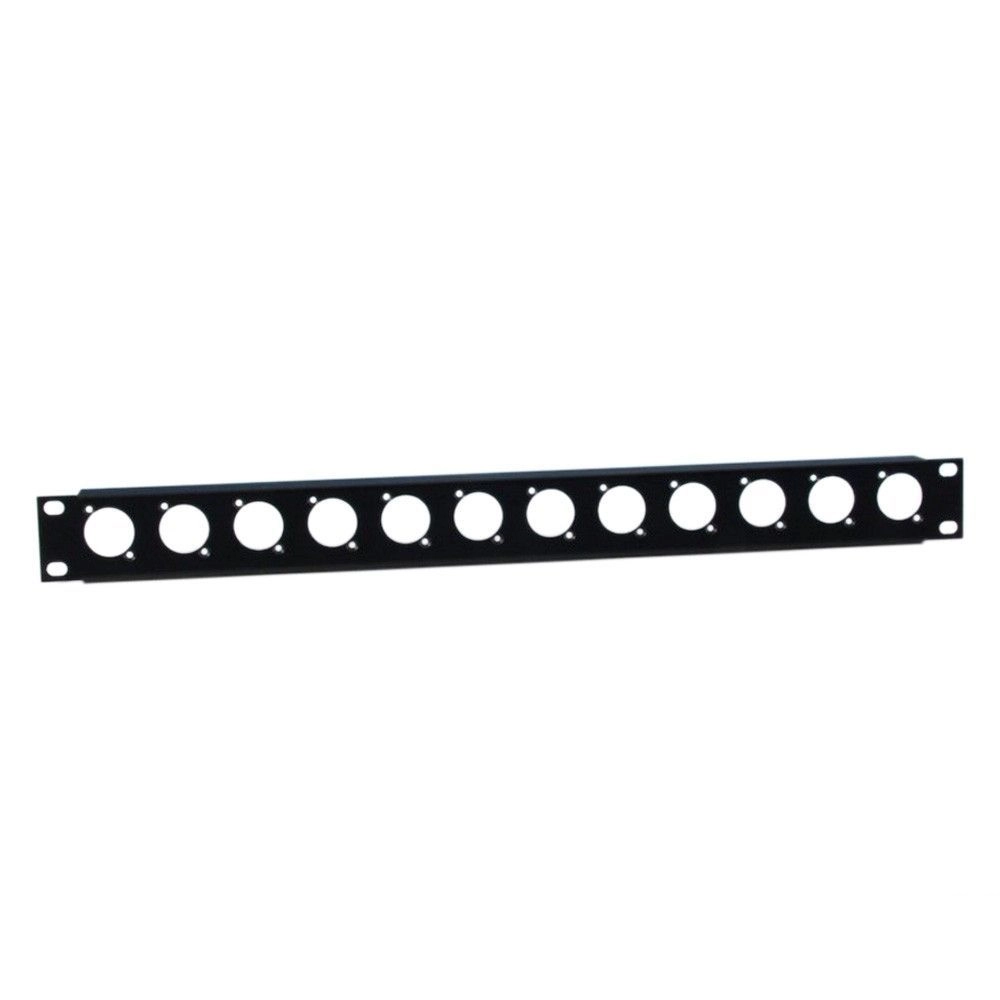 19" U-Rackblende 872215 1HE mit 12 Bohrungen D-Loch mit Zugentlastung