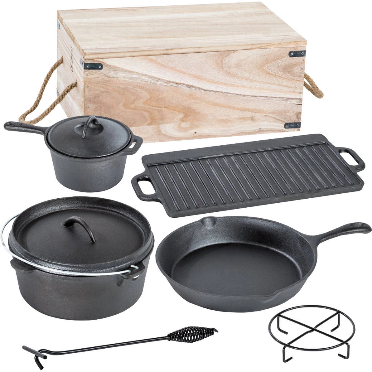 Dutch Oven-Set 7-teilig Gusseisen