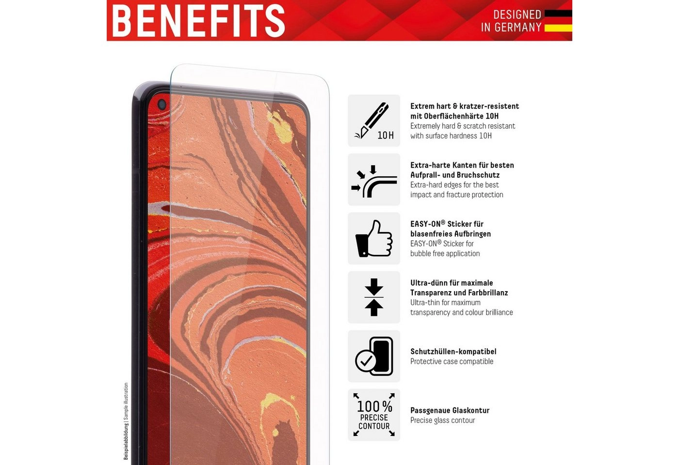 Displex »DISPLEX Real Glass Panzerglas für Xiaomi Redmi Note 9T (6,5), 10H Tempered Glass, mit Montagesticker, 2D« für Xiaomi Redmi Note 9T, Displayschutzglas, 1 Stück