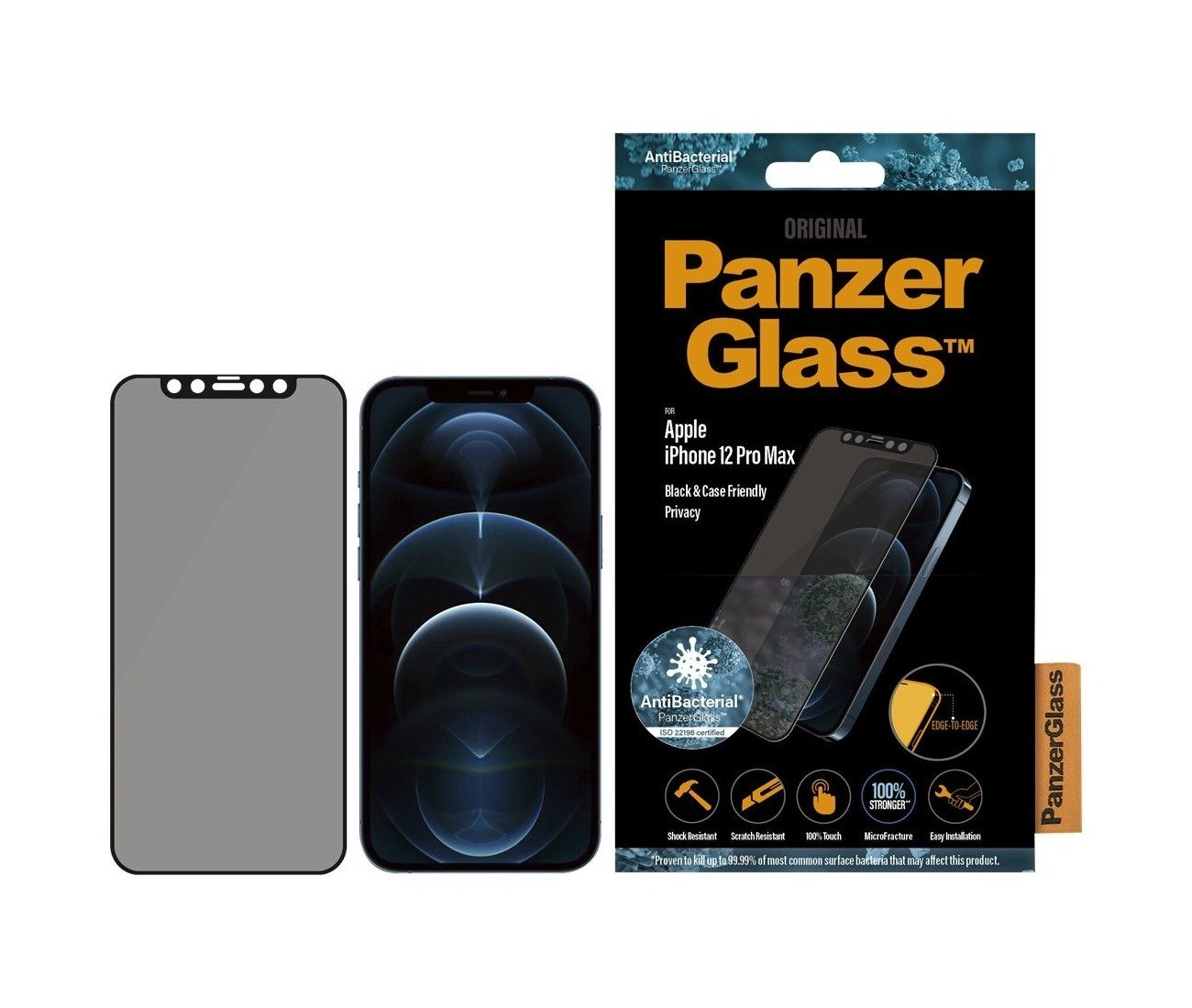 PanzerGlass »E2E iPhone 12 Pro Max CF Privacy Antibakteriel« für Apple iPhone 12 Pro Max, Displayschutzglas