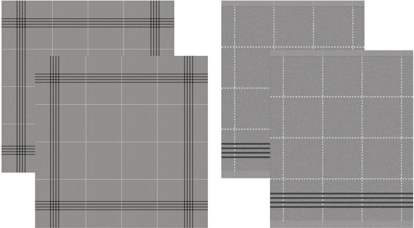 DDDDD Geschirrtuch »Morvan«, (Set, 4-tlg., Combi-Set: bestehend aus 2x Küchentuch + 2x Geschirrtuch)