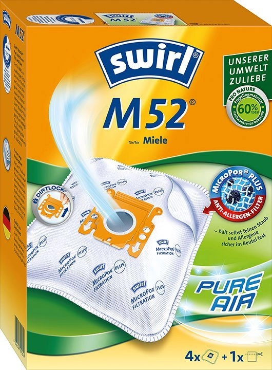 Swirl Staubsaugerbeutel M 52, passend für Miele, 4er- Pack