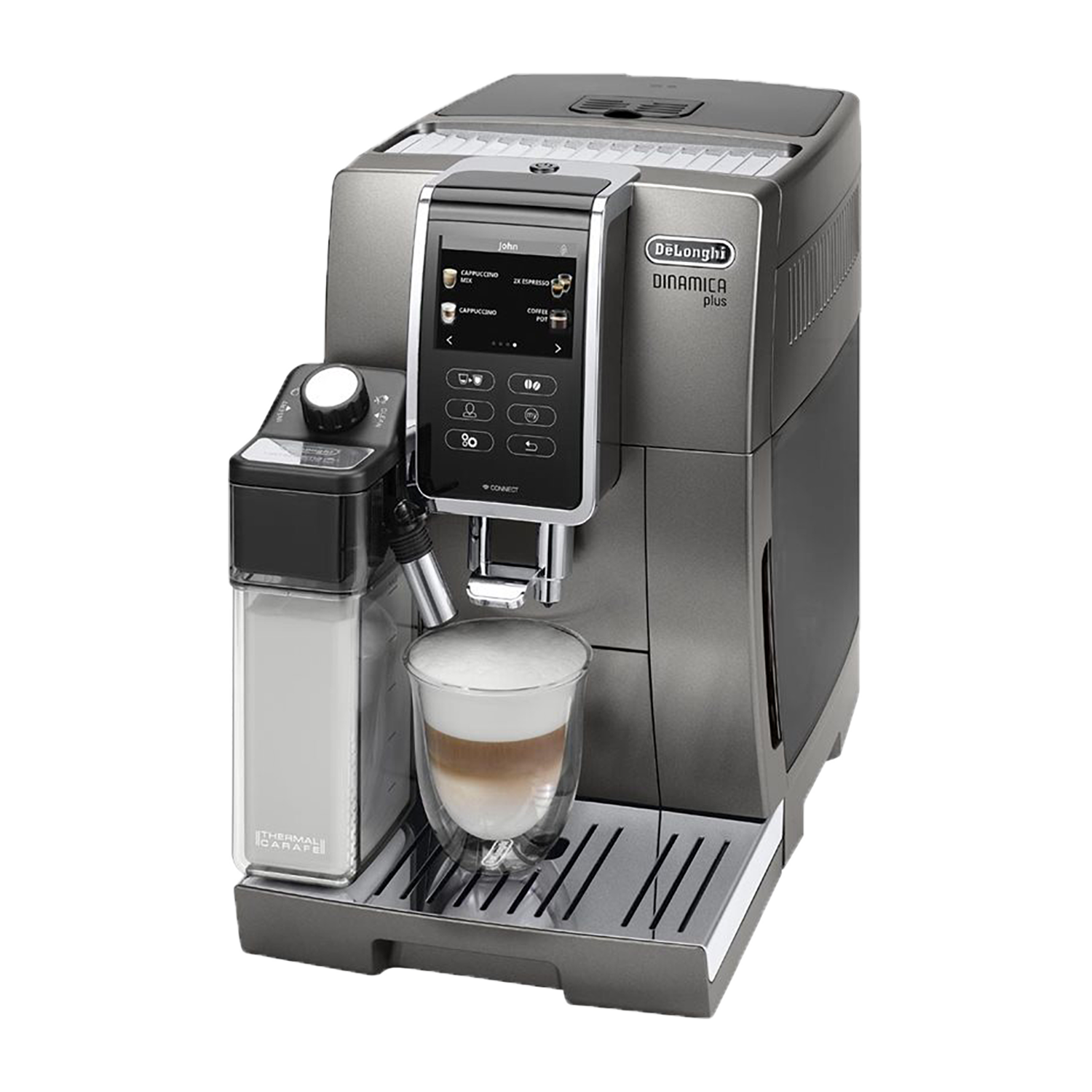 De'Longhi Dinamica Plus ECAM370.95.T|Automatische Kaffeemaschine mit Cappuccinatore|19 bar|Titan