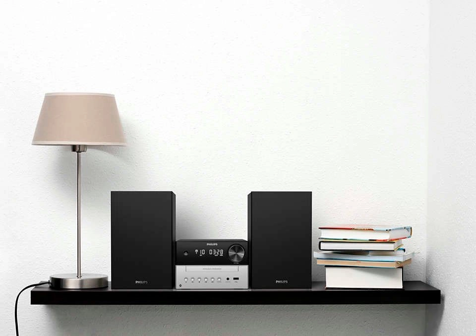 Philips TAM3205|Heim-Audio-Mikrosystem|Schwarz|Silber|18 W|FM|Analog