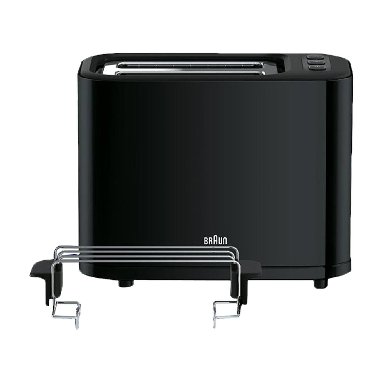 Braun PurEase HT3010 BK | Toaster | Einstellbarer Röstgrad | Herausnehmbare Bröselschublade | Brötchenaufsatz | 1000 Watt | 2-Schlitz | Schwarz