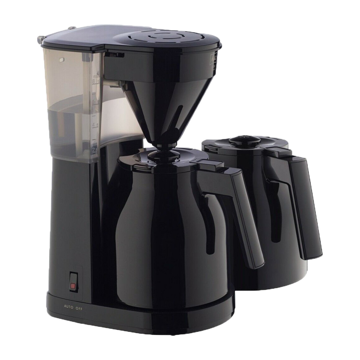 Melitta Easy Therm II | Kaffeemaschine | Inklusive extra Kanne | Isolierte Kannen | 1050 Watt | Automatische Abschaltung | Transparenter Wassertank | Schwarz