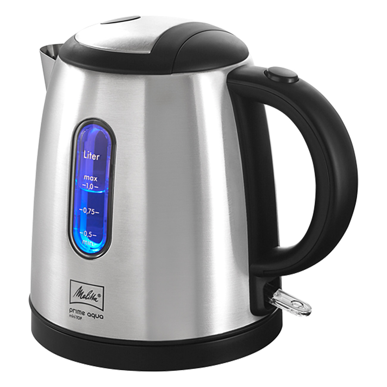 Melitta Prime Aqua mini Top | Wasserkocher | 360 Grad Basisstation | 1 Liter Füllmenge | 2200 Watt | Überhitzungsschutz | Lift On, Switch Off Funktion 