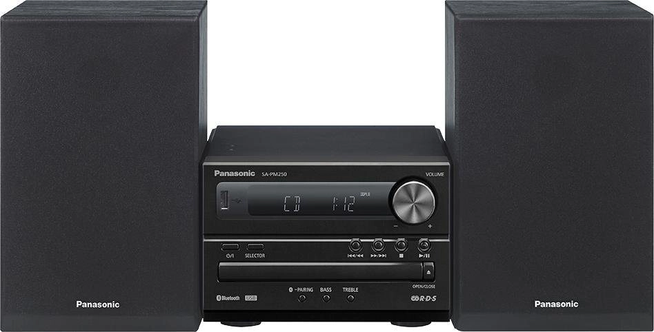 Panasonic SC-PM250 | Stereoanlage | Radio | 20 Watt | FM/AM | CD | Bluetooth | RDS und USB Eingang | Satte Bässe und klare Sound | Schwarz