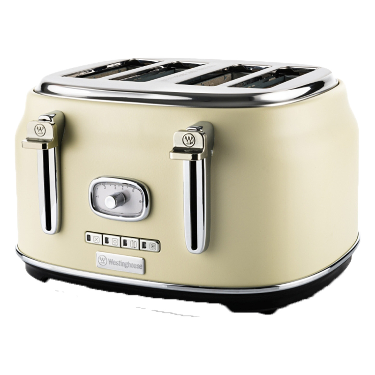 Westinghouse WKTT809 | Toaster | Langschlitztoaster | 1750 Watt | 4 Toastschlitze | Krümelschale | Kontrolleuchte | Retro Design | Aufsatz | Weiss