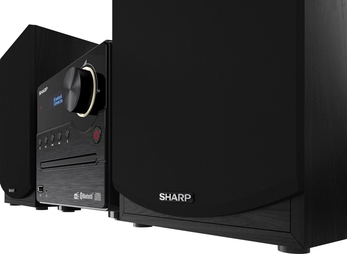 Sharp XL-B517D | Stereo Soundsystem | FM-Radio | USB-Wiedergabe | Bluetooth | CD-Player | DAB+ | 45 Watt Leistung | Schwarz