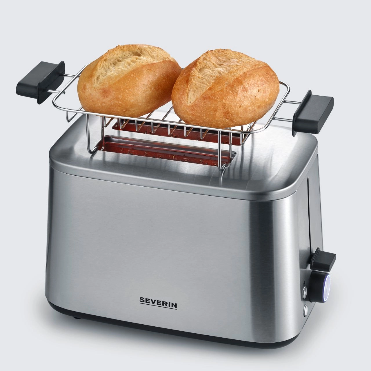 Severin AT 2513 | Langschlitztoaster | 1600 Watt | Turbo-Toastfunktion | Brötchenaufsatz | XXL-Röstkammern | Hochwertiges Gehäuse in Voll-Edelstahl | Auftaufunktion