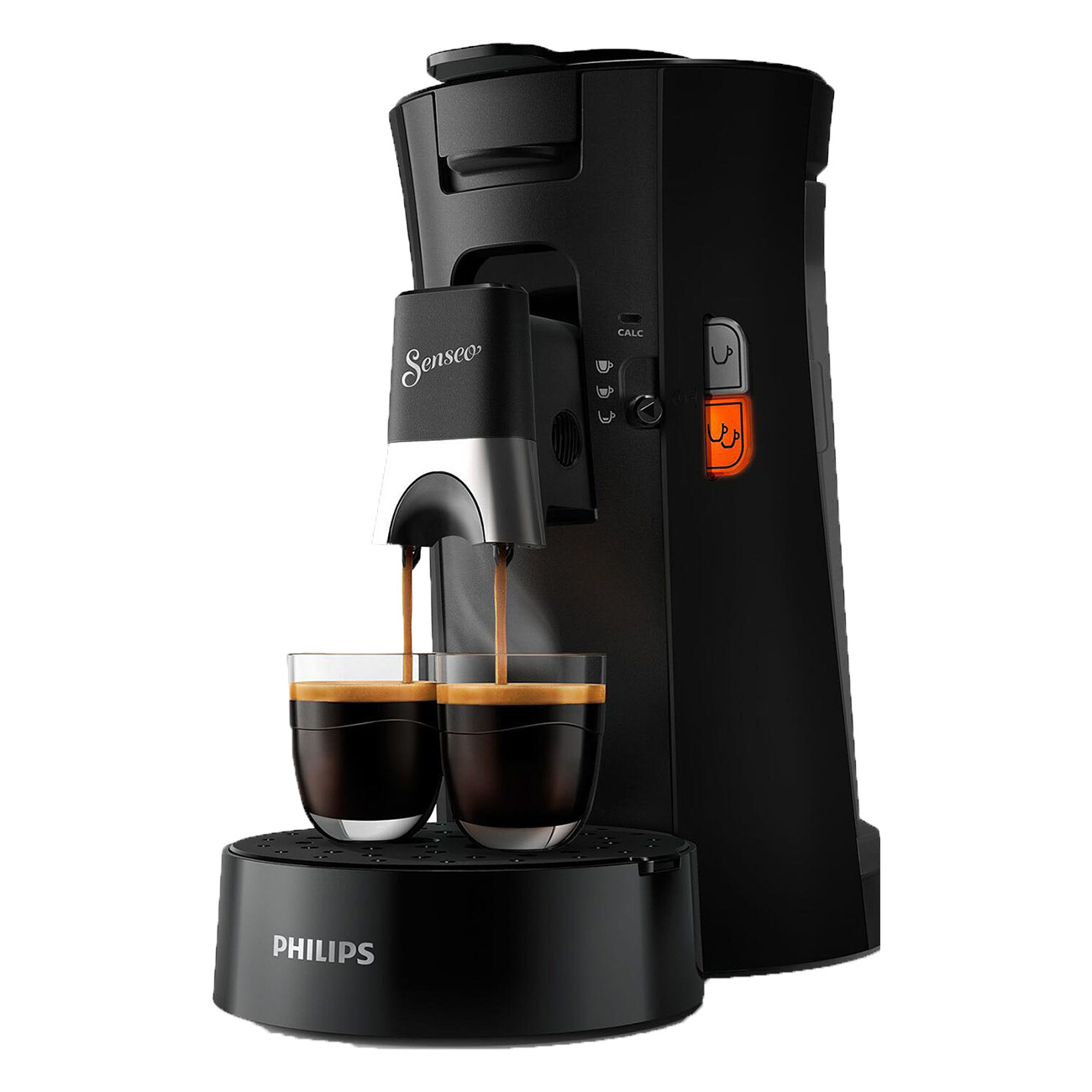 Senseo CSA230/69 | Kaffeepadmaschine | Kaffeestärkewahl | Crema Plus | Zwei Tassen gleichzeitig zubereitet | Entkalkungsanzeige | Schwarz