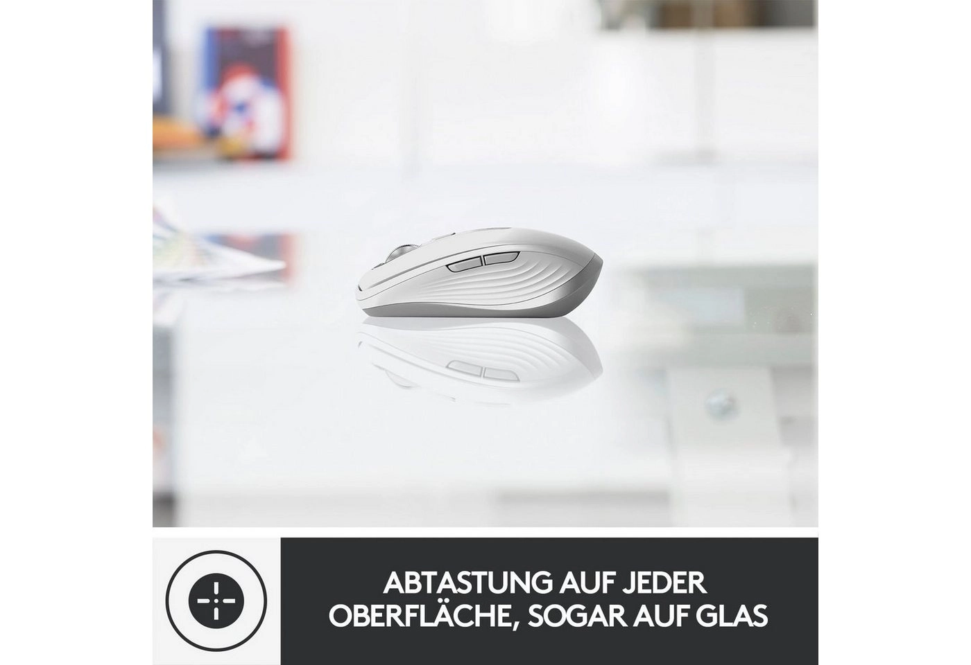 Logitech MX Anywhere 3 für Mac | Bluetooth Maus | Abtastung überall, sogar auf Glas | 6 Tasten | Bis zu 70 Tage Akkulaufzeit | Aufladung über USB-C | Weiss