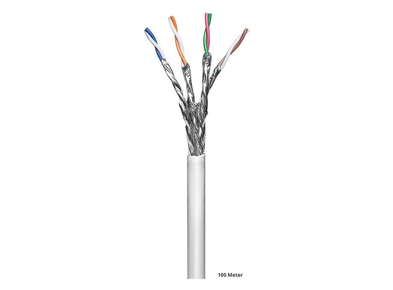 Goobay Patchkabel RJ45 Cat.6 S/FTP LC | 100 Meter | CCA-Kupfermischung für SOHO-Anwendungen | Twisted-Pair-LAN-Kabel | PIMF (Paare in Metallfolie)