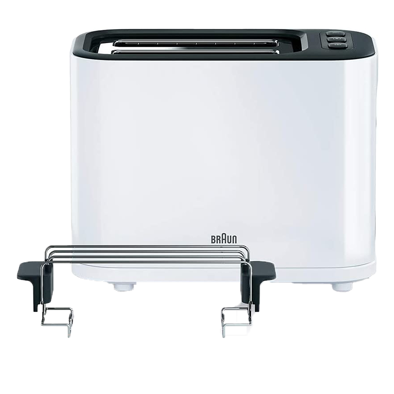 Braun PurEase HT3010 WH | Langschlitztoaster | 1000 Watt | Herausnehmbare Bröselschublade | Einstellbarer Röstgrad | Brötchenaufsatz | Weiss