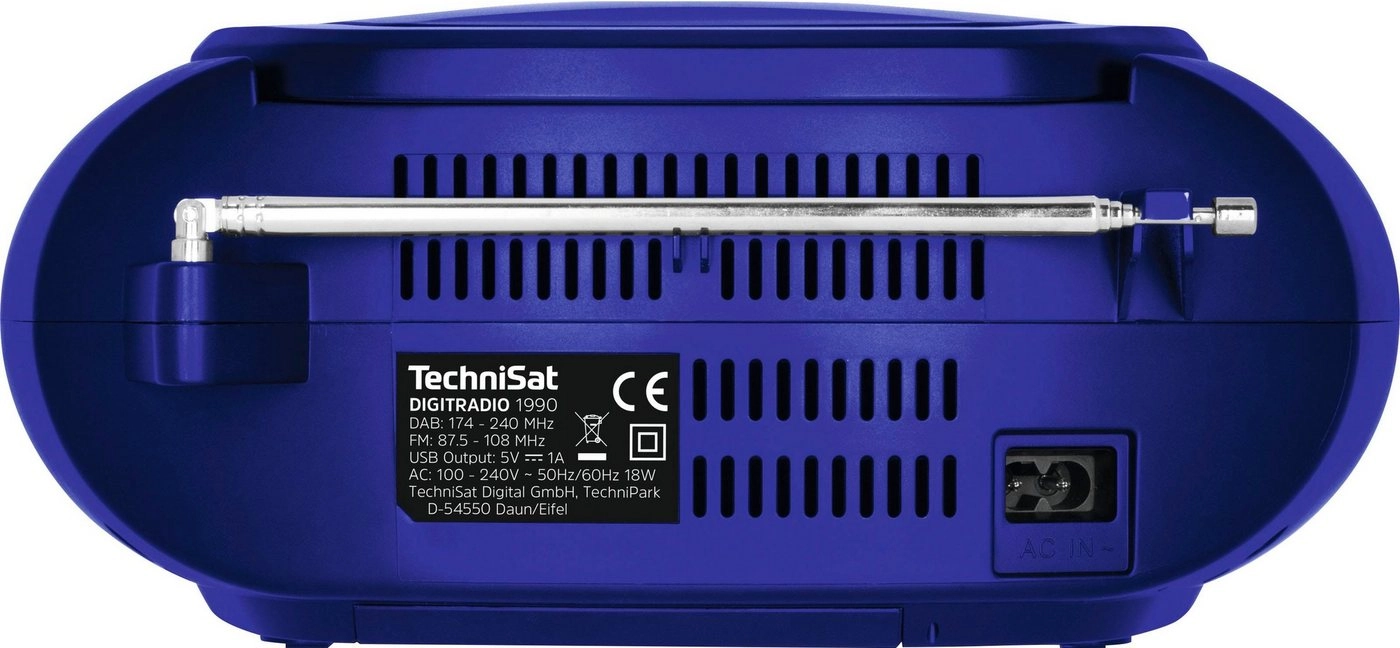 Technisat DigitRadio 1990 | Radio | DAB+ Digitalradio | CD-Wiedergabe | Bluetooth-Audiostreaming | Ganz klassisch Radio hören | Uhr | Wecker | Blau