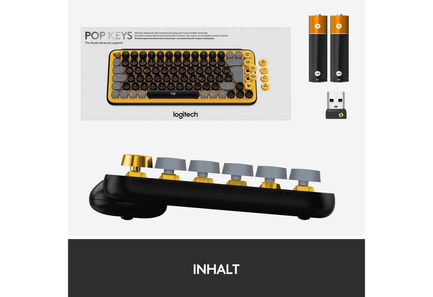 Logitech POP Keys | Tastatur | Das Erlebnis einer mechanischen Tastatur | FN-Kurzbefehle | Mit drei Geräten auf einmal verbinden | Kompakt und komfortabel | Schwarz