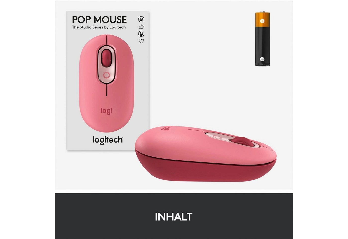 Logitech POP Mouse | Bluetooth Maus | 4 Tasten | Kabellos | 4000 DPI Auflösung | Bis zu 24 Monate Betriebszeit | Bis zu 10 Meter Betriebsabstand | Koralle