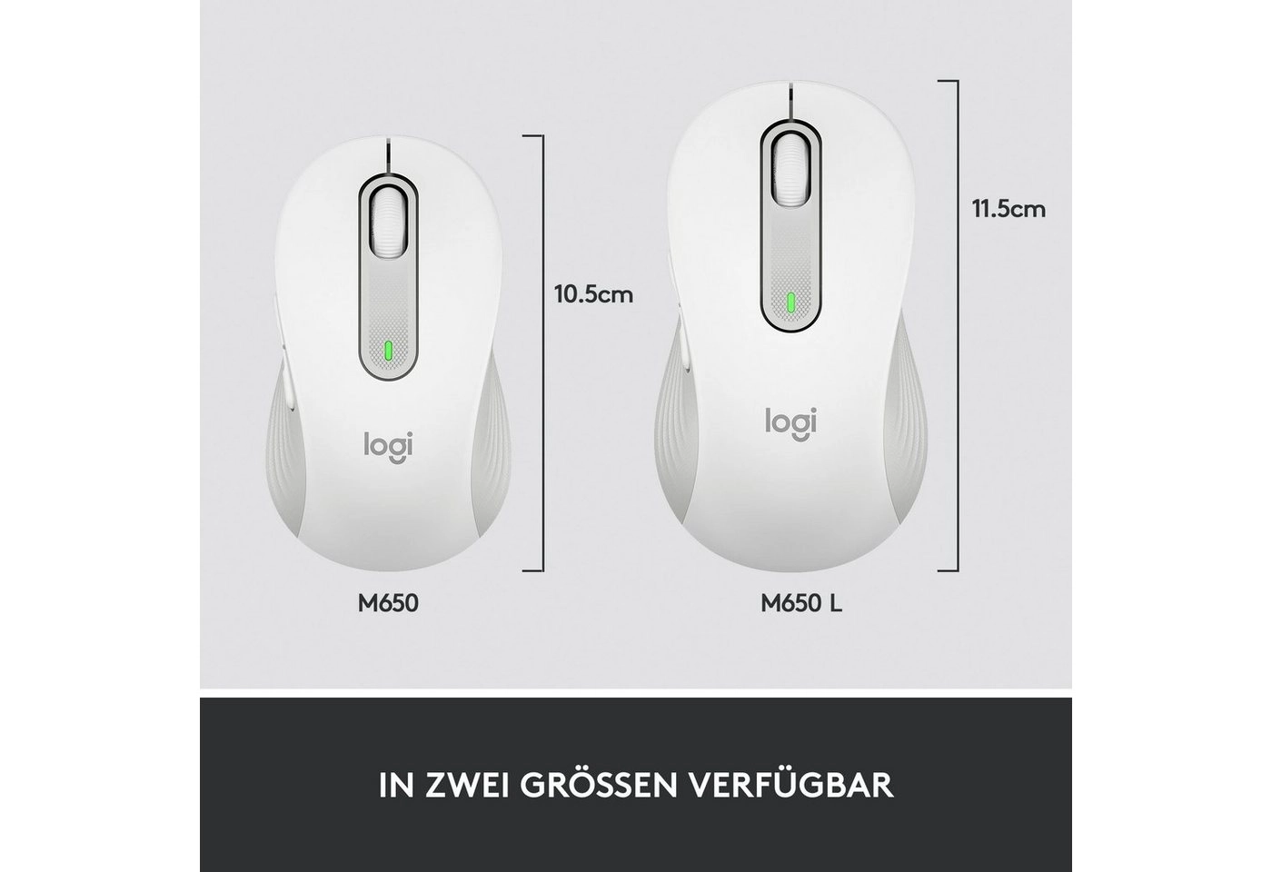 Logitech Signature M650 L | Bluetooth Maus | SmartWheel-Bildlauf | Anpassbare Seitentasten | Bis zu 24 Monate Batterielaufzeit | Kabellose Maus | Weiss