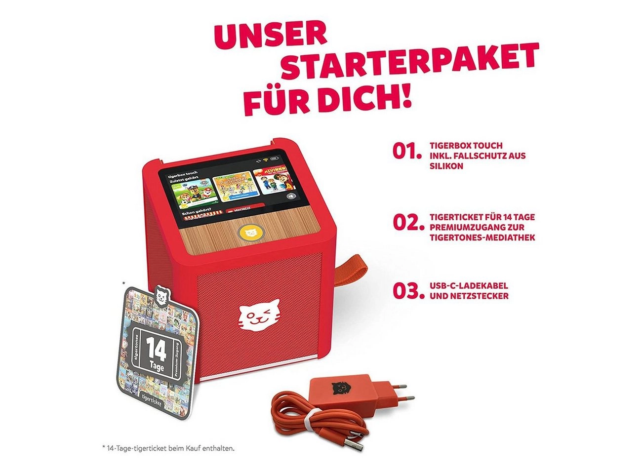 Tiger Media tigerbox TOUCH | Kinder Musikbox | Touchdisplay | Beeindruckender Stereo-Klang | Lautstärkebegrenzung gegen zu lauten Hörkonsum | Rot