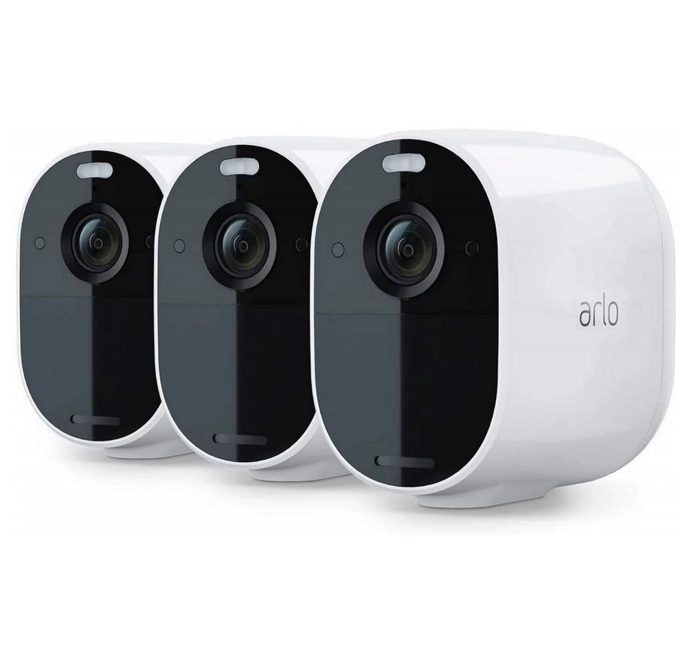 Arlo Essential Smarthome Kamera 3er Pack in Weiss | WiFi Überwachungskamera | Spotlight | Full-HD-Objektiv mit 130-Grad-Sichtfeld | Integrierte Lautsprecher und Mikrofon