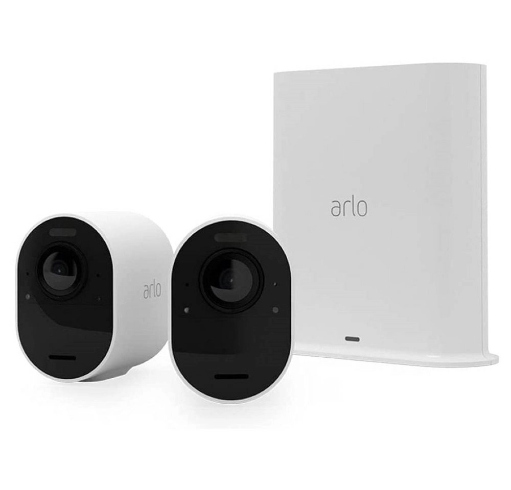 Arlo Ultra 2 System Bundle 2x Kamera in Weiss | WiFi-Kamera Set | Außenbereich, Innenbereich | Glasklares 4K-HDR-Video | Verbesserte Nachtsicht in Farbe